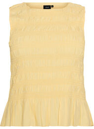 Smocktopp med b&aring;tringning och peplum, Gul