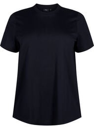 Enkel t-shirt i bomull med rund halsringning, Svart