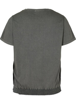 T-shirt med acid wash och smock, Dark grey acid wash, Packshot image number 1