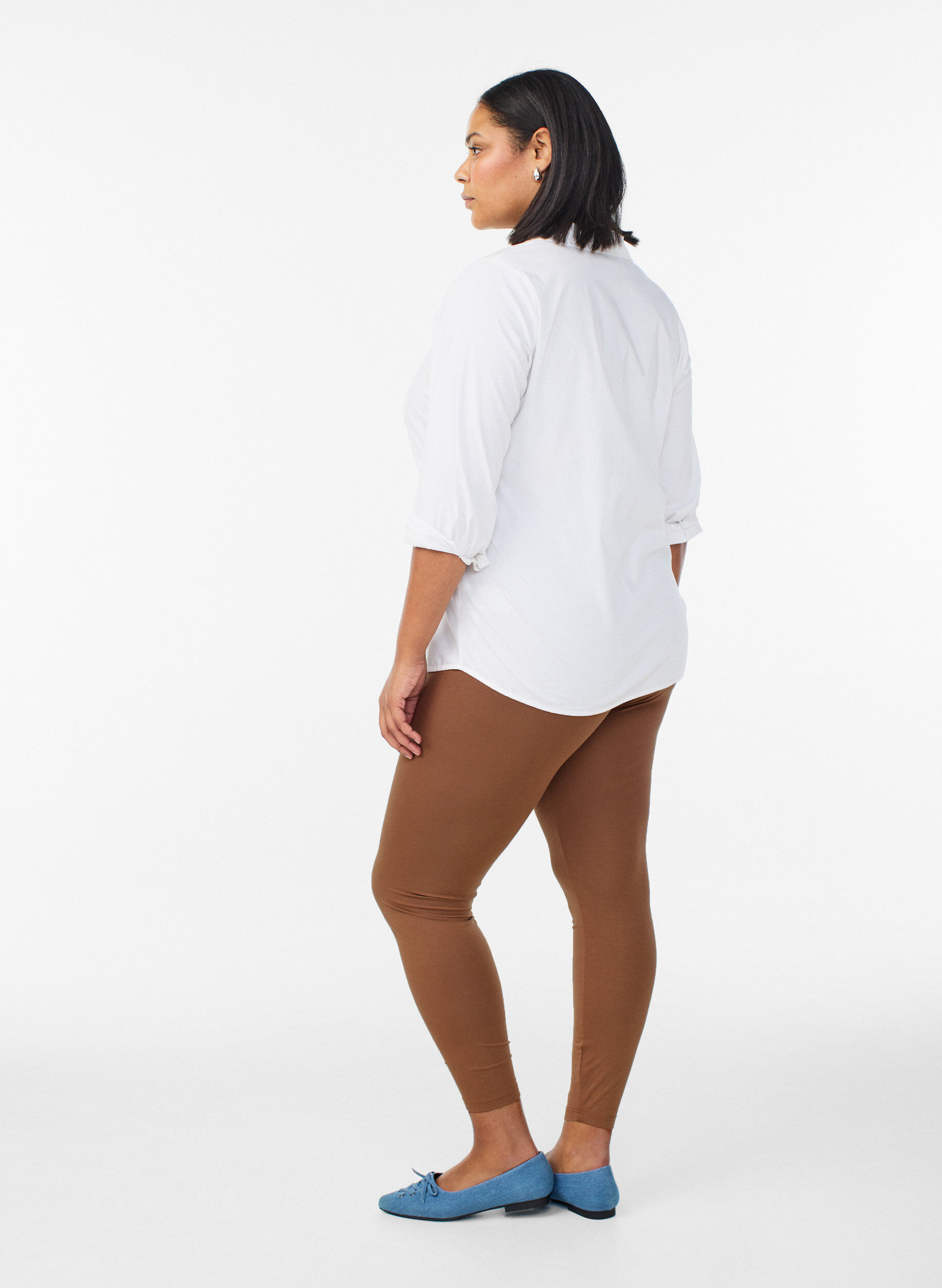 Zizzi Basic leggings i viskos, Brun, Model image number 2