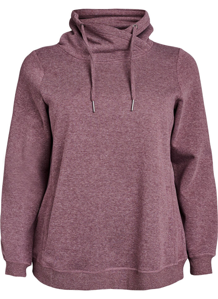 Sweatshirt med h&ouml;g krage och fickor, R&ouml;d, Packshot image number 0