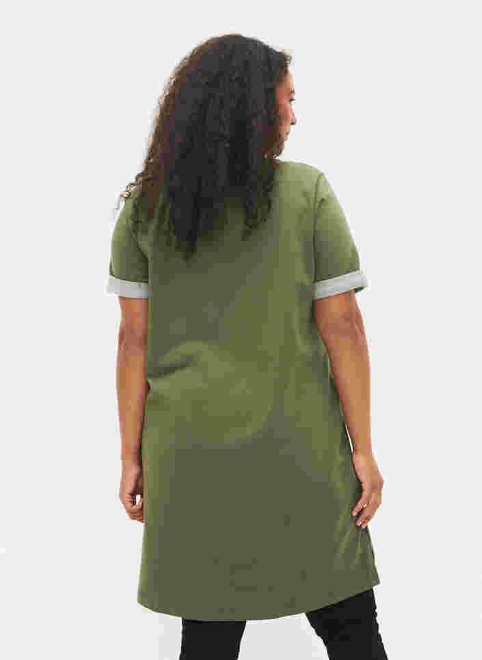 Sweatshirtklänning med korta ärmar och slits, Thyme, Model image number 1