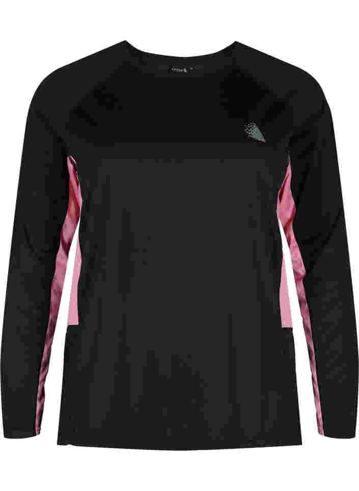 Skidunderställströja med kontrastfärgade revärer, Black w. Sea Pink, Packshot image number 0