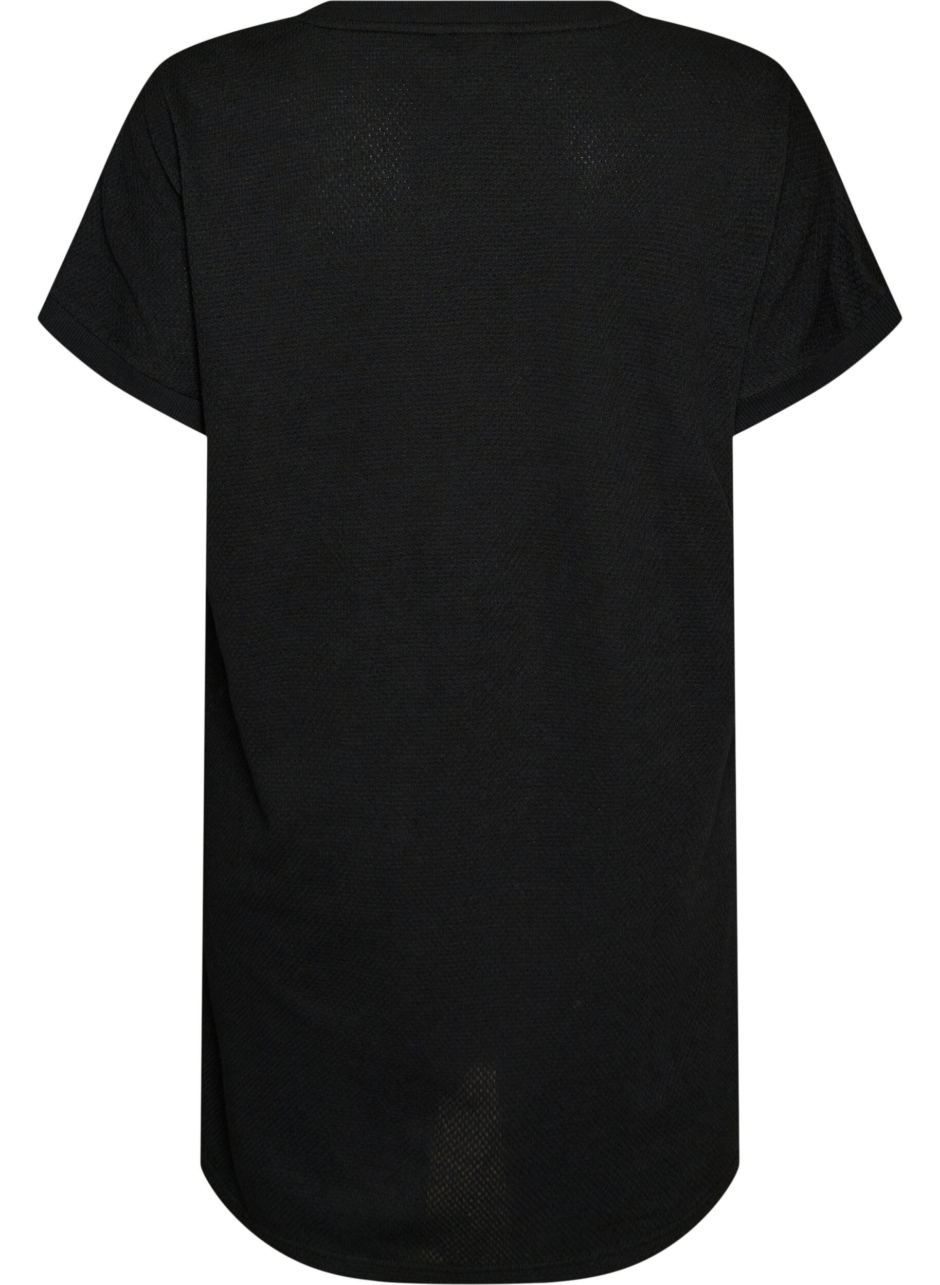 Zizzi Kort kl&auml;nning i strukturerad jersey med rund halsringning, Svart, Packshot image number 1