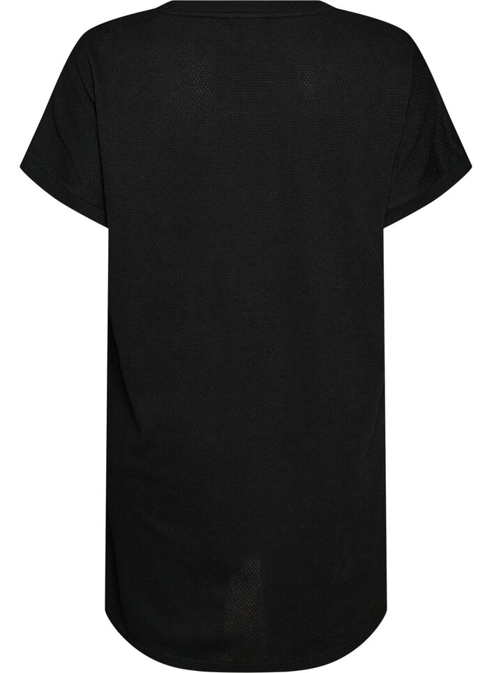 Kort kl&auml;nning i strukturerad jersey med rund halsringning, Svart, Packshot image number 1