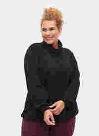 Sweatshirt med hög hals och justerbart snöre, Black, Model