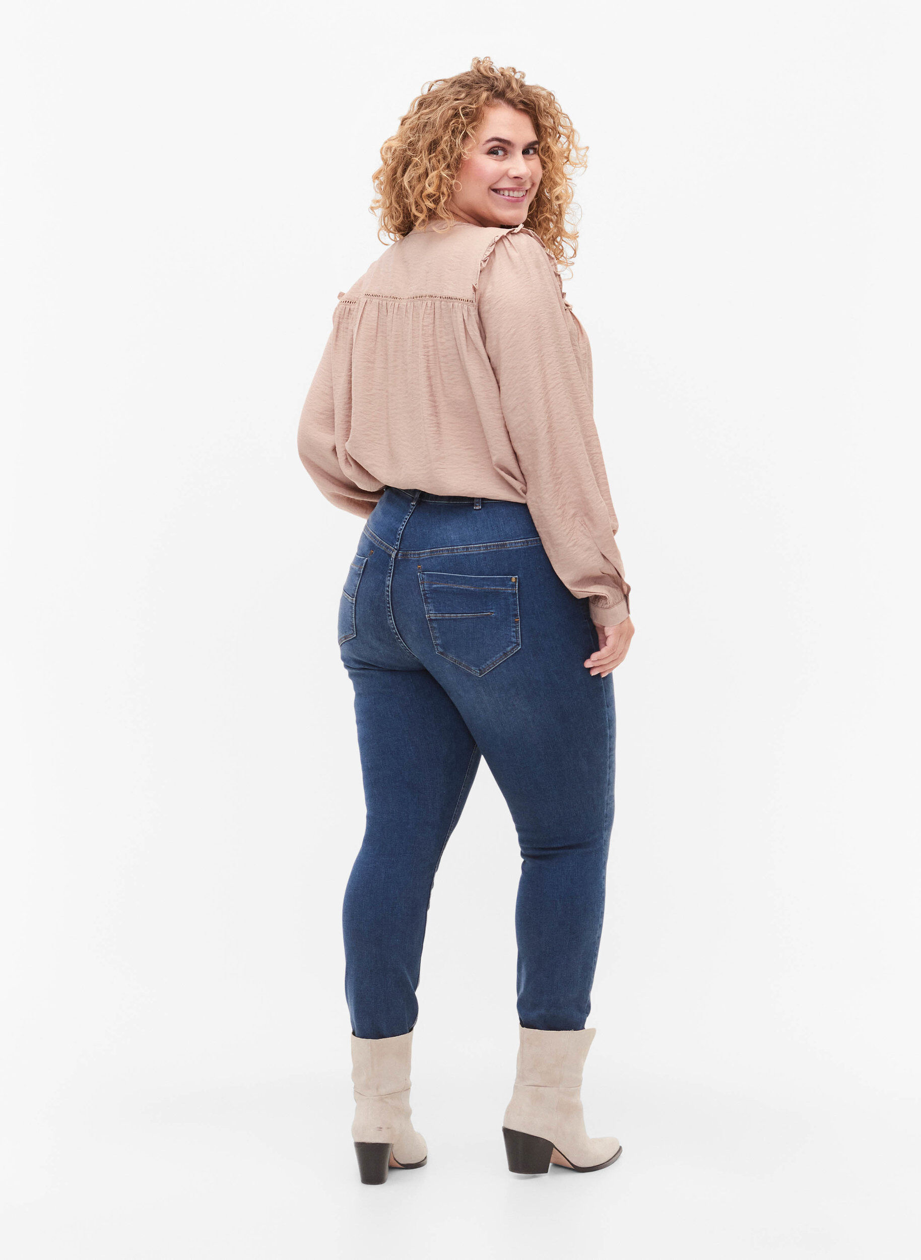 Zizzi Amy-jeans med superslimmad passform och h&ouml;g midja, Blue denim, Model image number 1