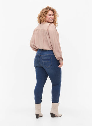 Amy-jeans med superslimmad passform och hög midja, Blue denim, Model image number 1