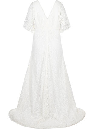 Brudklänning i spets med slits, Star White, Packshot image number 1