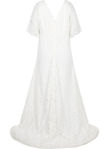 Brudklänning i spets med slits, Star White, Packshot image number 1