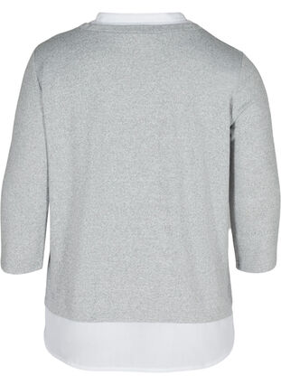 Gråmelerad skjorttröja med 3/4 ärmar, Light Grey Melange, Packshot image number 1