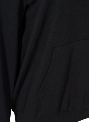 Sweatshirt med huva och ficka, Black, Packshot image number 3