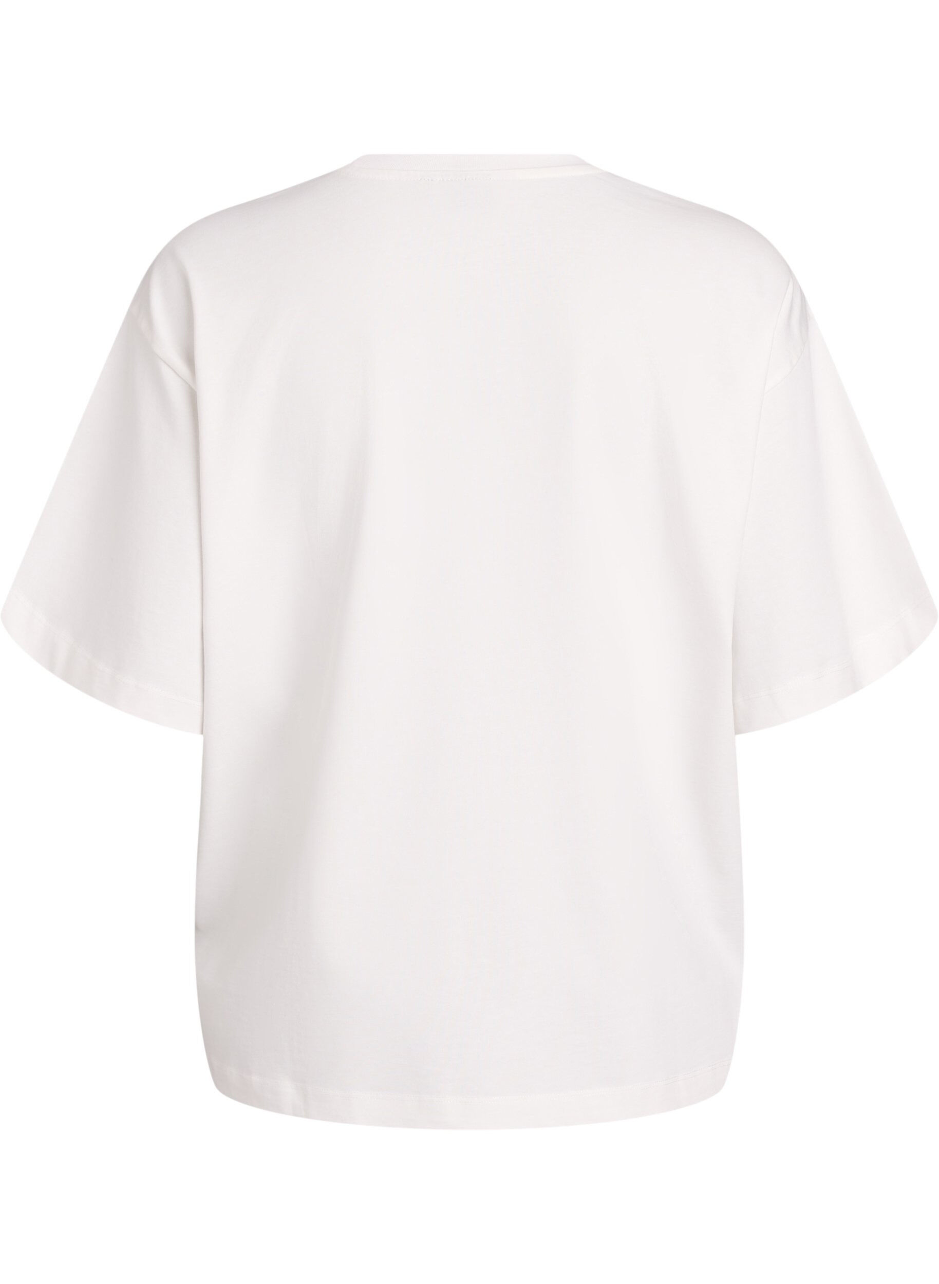 Zizzi Oversized t-shirt med halvl&aring;nga &auml;rmar, Vit, Packshot image number 1