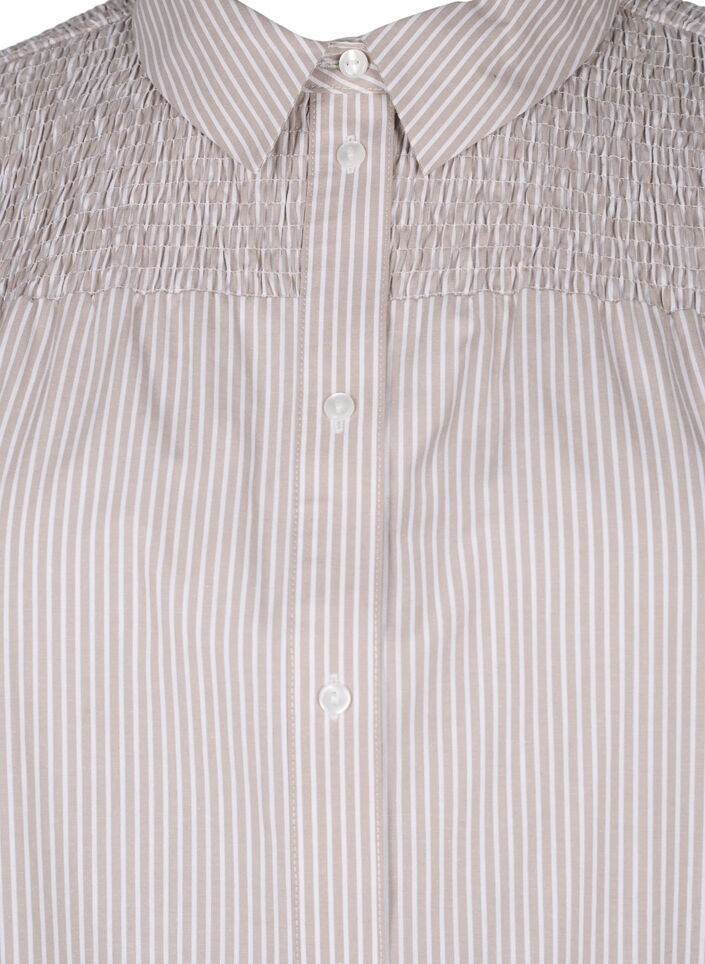 Randig skjorta med smock, Silver Mink Wh. St., Packshot image number 2