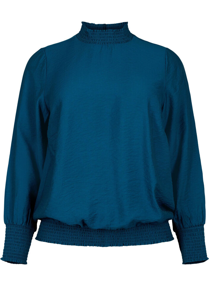 Viskosblus med smock, Reflecting Pond, Packshot image number 0