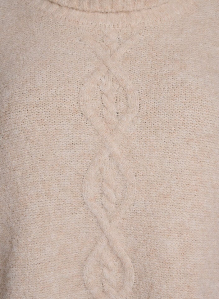 Kabelstickad tr&ouml;ja med polokrage, Vanilla, Packshot image number 2