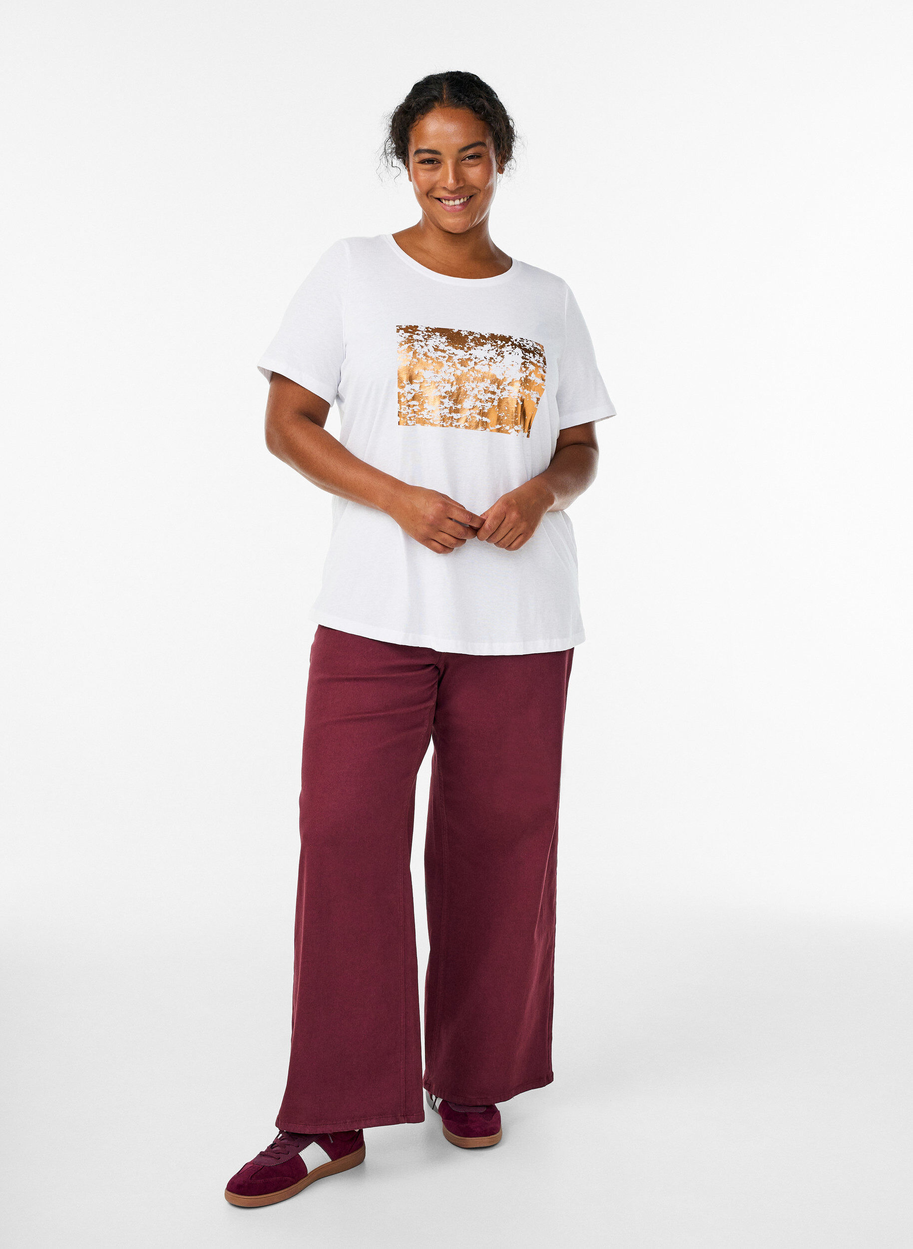 ZizziT-shirt med tryck, Vit, Model image number 1