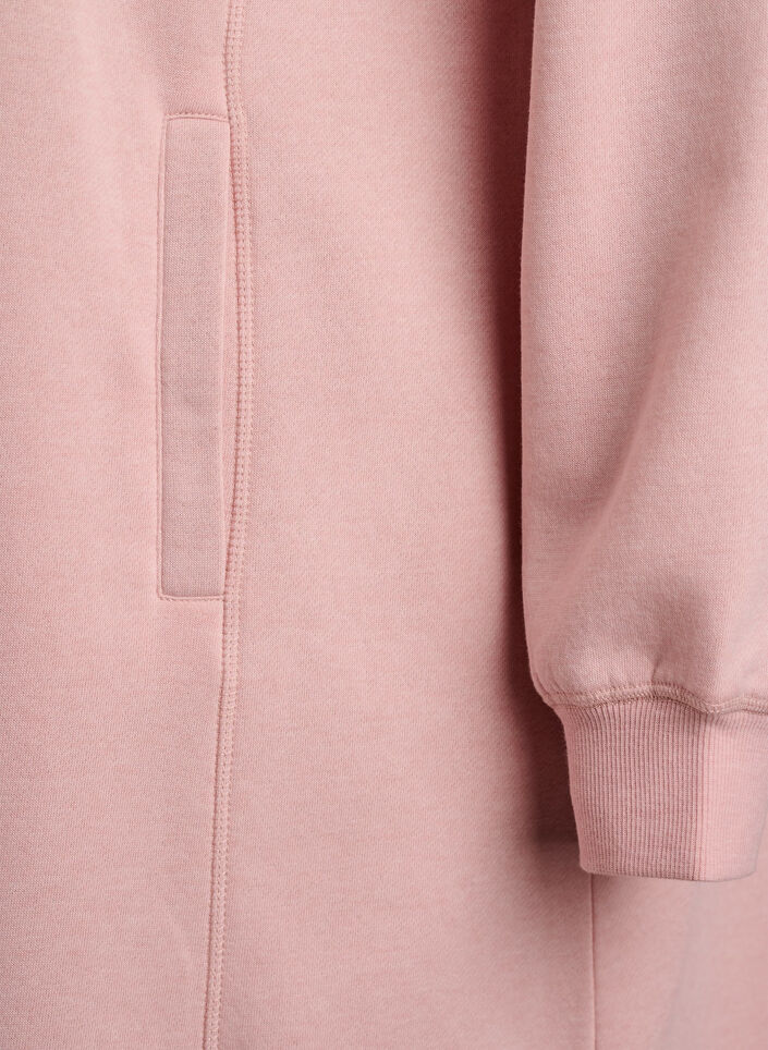Kort sweatshirtkl&auml;nning med h&ouml;g krage och fickor, Rosa, Packshot image number 3