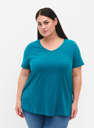 Enfärgad t-shirt i bomull, Deep Lake, Model image number 0