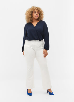 Ellen bootcut jeans med hög midja, White, Model image number 0