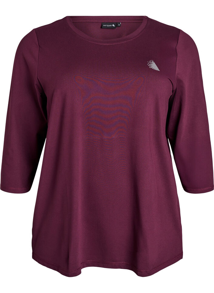 Tr&auml;ningsblus med trekvarts&auml;rm, R&ouml;d, Packshot image number 0