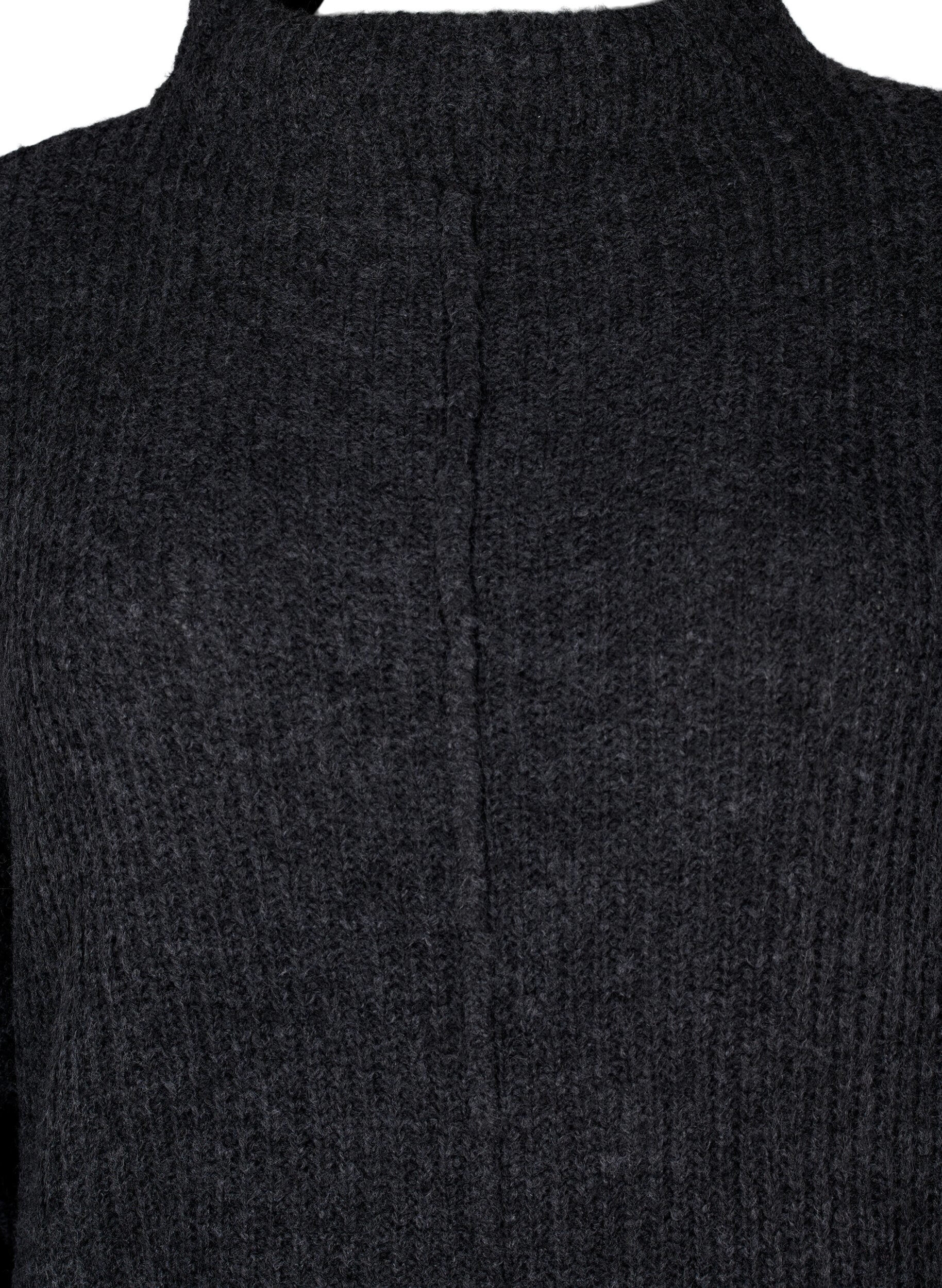 ZizziL&aring;ng, l&ouml;st sittande stickad kl&auml;nning med slits, Gr&aring;, Packshot image number 2