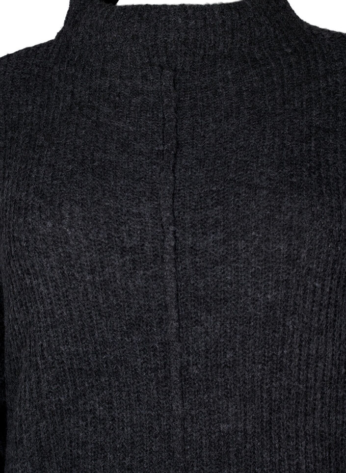 L&aring;ng, l&ouml;st sittande stickad kl&auml;nning med slits, Gr&aring;, Packshot image number 2