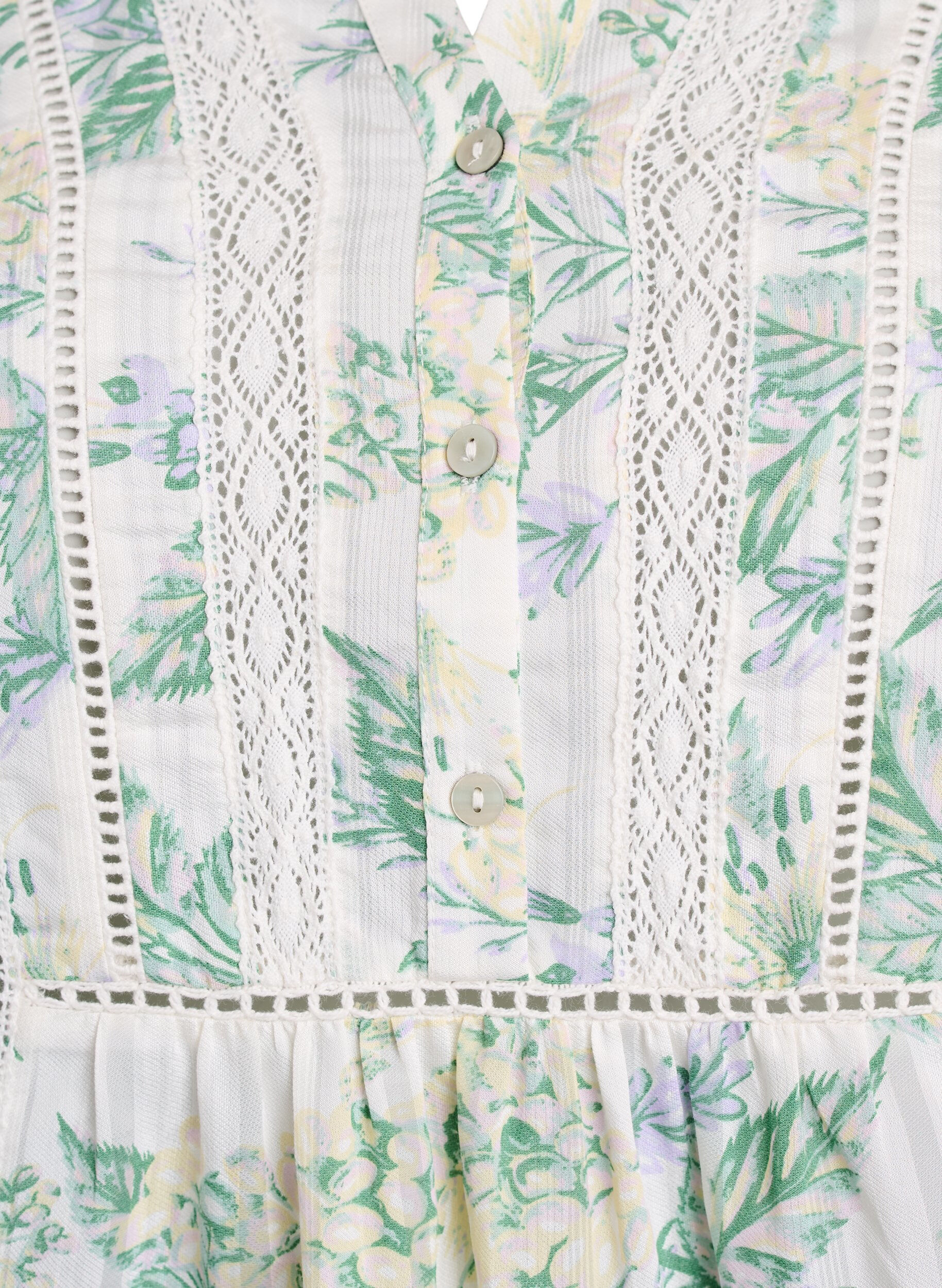 Zizzi Blus med tryck och halvkorta &auml;rmar, Vit, Packshot image number 2