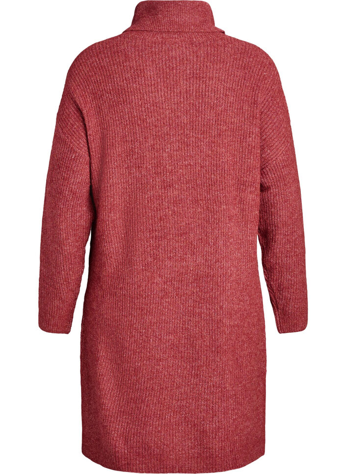 Stickad kl&auml;nning med polokrage, R&ouml;d, Packshot image number 1