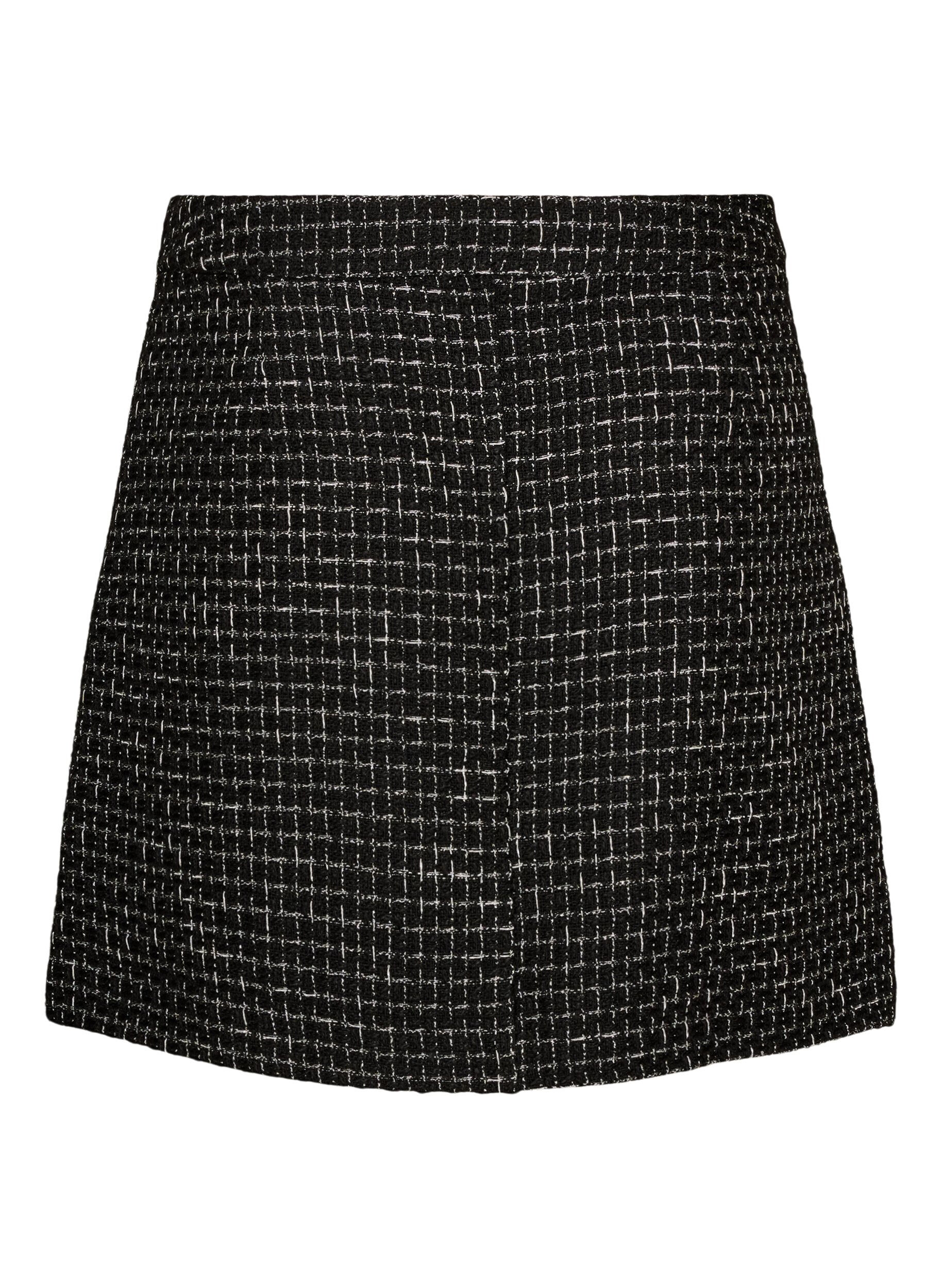 ZizziKort kjol i boucl&eacute;, Svart, Packshot image number 1