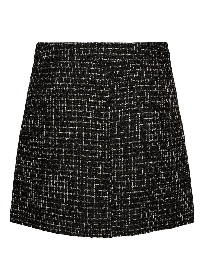 Kort kjol i boucl&eacute;, Svart, Packshot image number 1