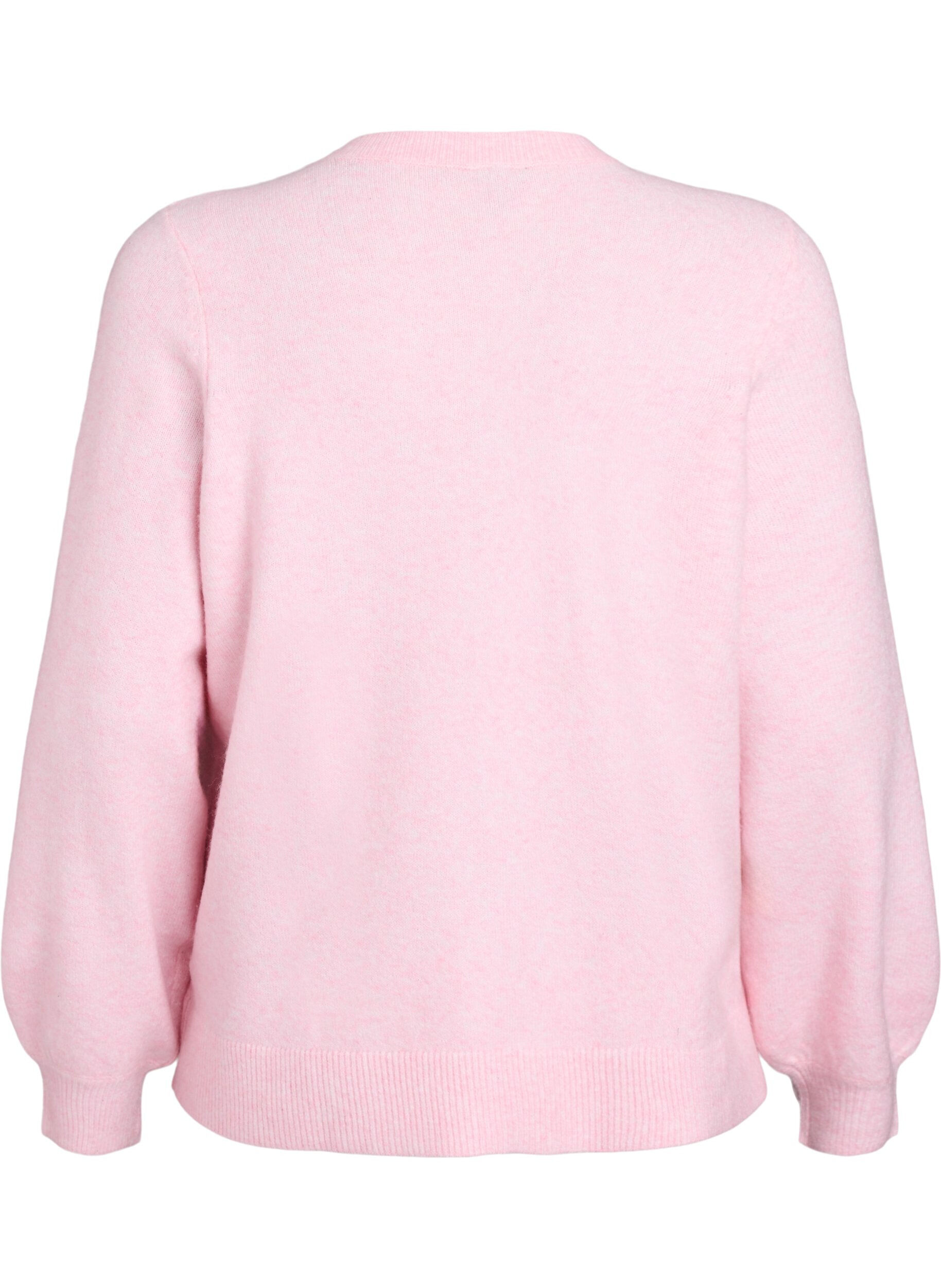 ZizziKofta i mjukt stickat med guldf&auml;rgade knappar, Rosa, Packshot image number 1