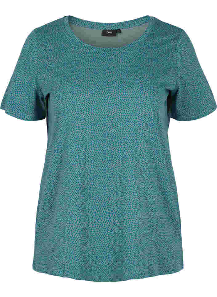 T-shirt i bomull med tryck, Balsam Green DOT, Packshot image number 0