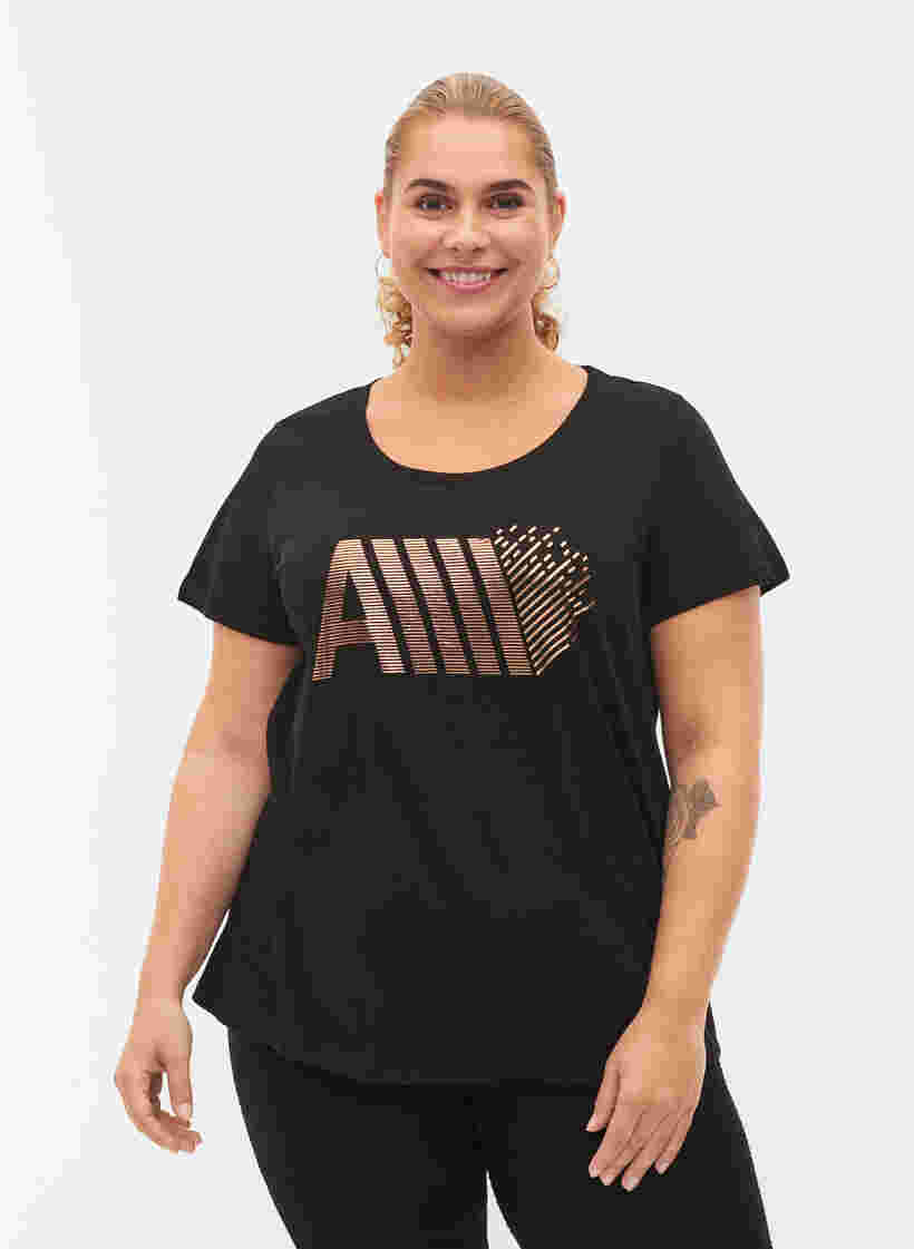  T-shirt till träning med print, Black w. RoseGoldF., Model