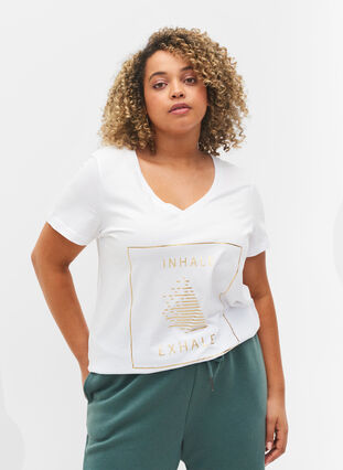 Tränings t-shirt i bomull med tryck, White w. inhale logo, Model image number 0