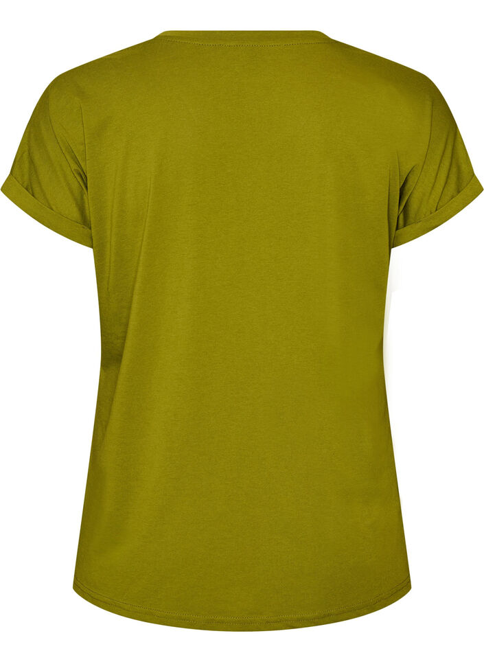 Kort&auml;rmad t-shirt i bomullsmix, Gr&ouml;n, Packshot image number 1