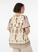 Blus med m&ouml;nster och virkad kant, Beige, Model image number 2