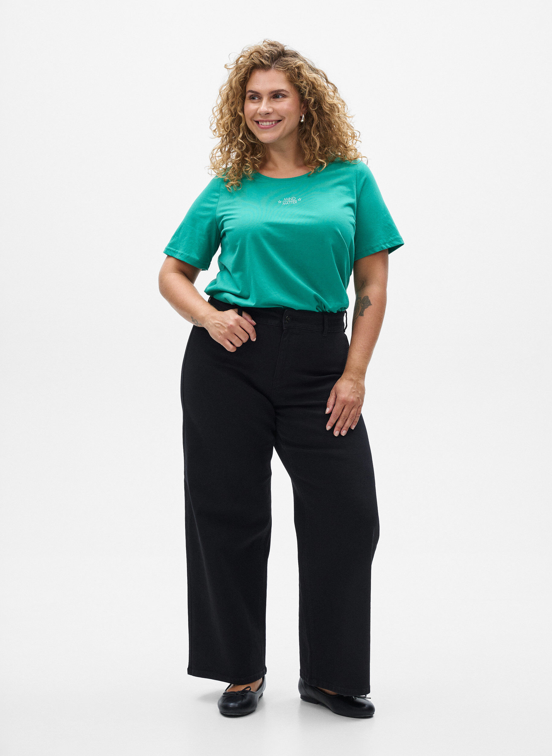 Zizzi FLASH - T-shirt med tryck, Gr&ouml;n, Model image number 1