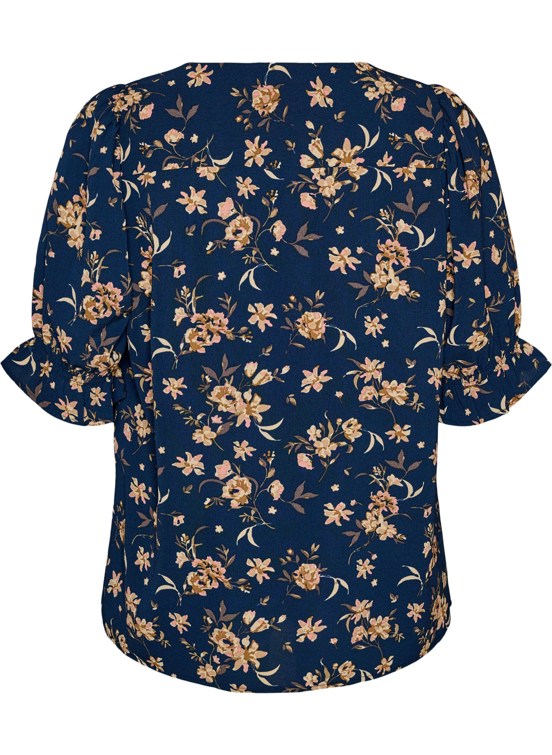 ZizziSkjortblus med halvl&aring;nga &auml;rmar, Bl&aring;, Packshot image number 1