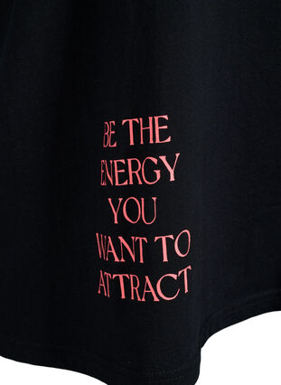 T-shirt i bomull med 3/4-ärmar, Black, Packshot image number 2