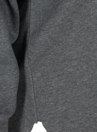 Sweatshirt med huva och slits, Dark Grey Melange, Packshot image number 3