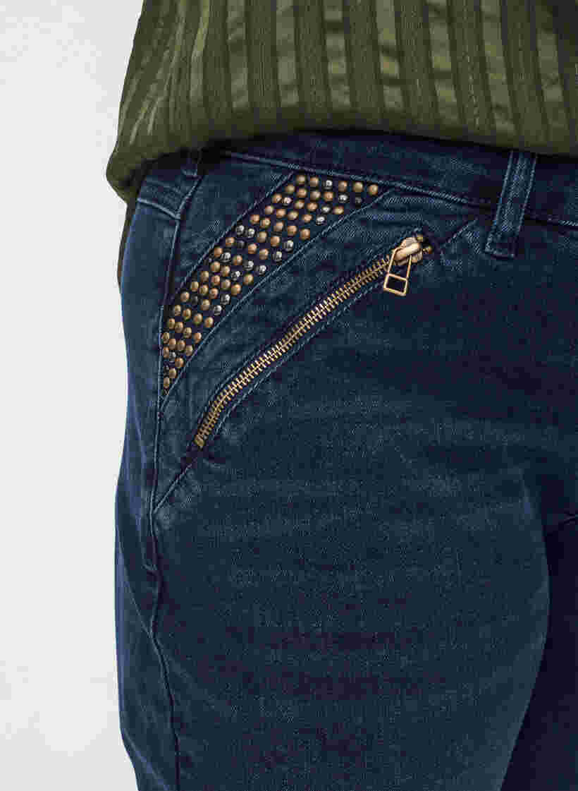 Slim fit Emily jeans med nitar, Dark blue, Model image number 2