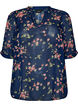 Blus med blommigt m&ouml;nster och v-ringning, Bl&aring;, Packshot image number 0