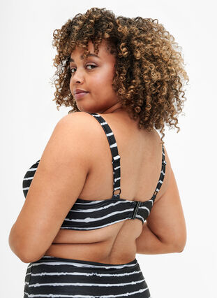 Bikinibehå med tryck och bygel, Black White Stripe, Model image number 1