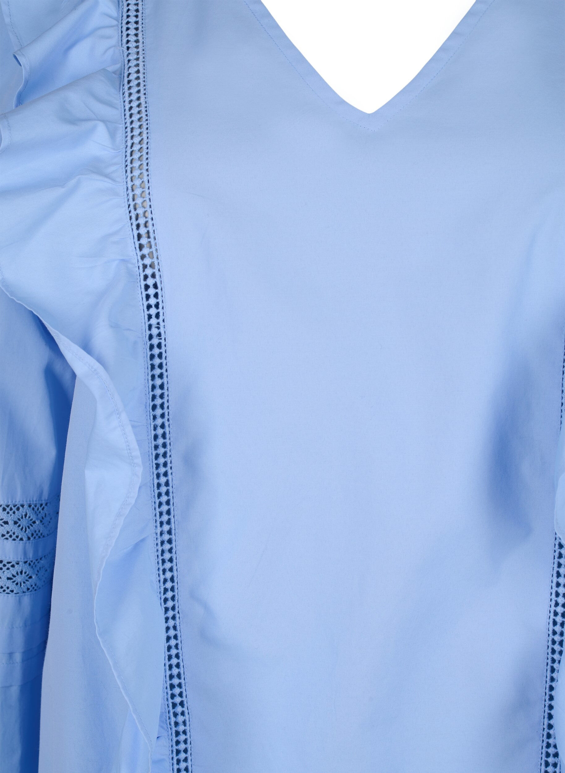 Zizzi Blus med volanger och spets, Bl&aring;, Packshot image number 2