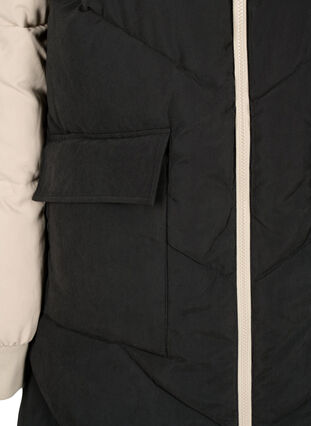 Lång vinterjacka med huva och rutor i olika färger, Black Comb, Packshot image number 3