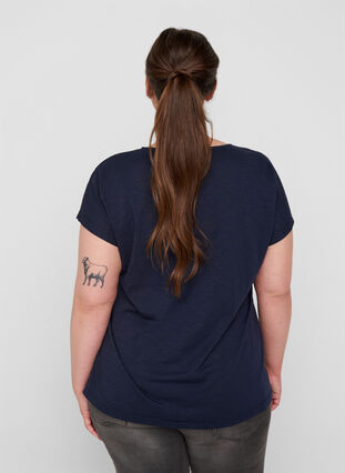 T-shirt i bomull med tryck längst upp, Night Sky FLOWER, Model image number 1