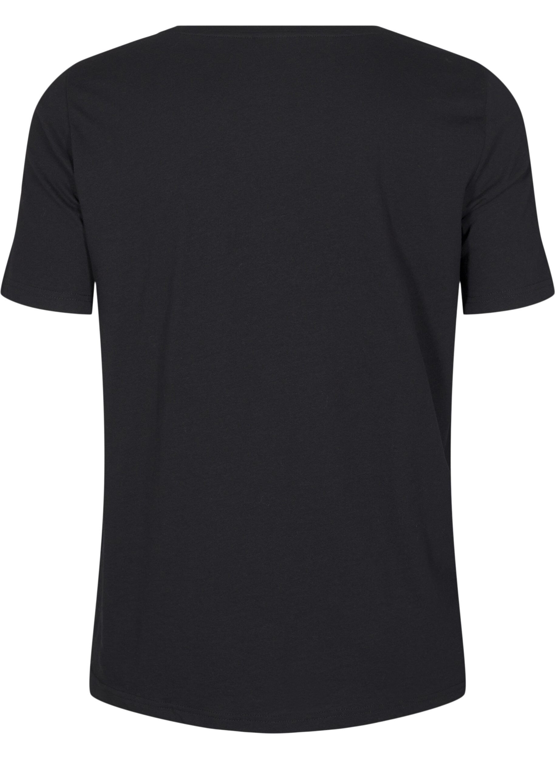 Zizzi FLASH - T-shirt med tryck, Svart, Packshot image number 1