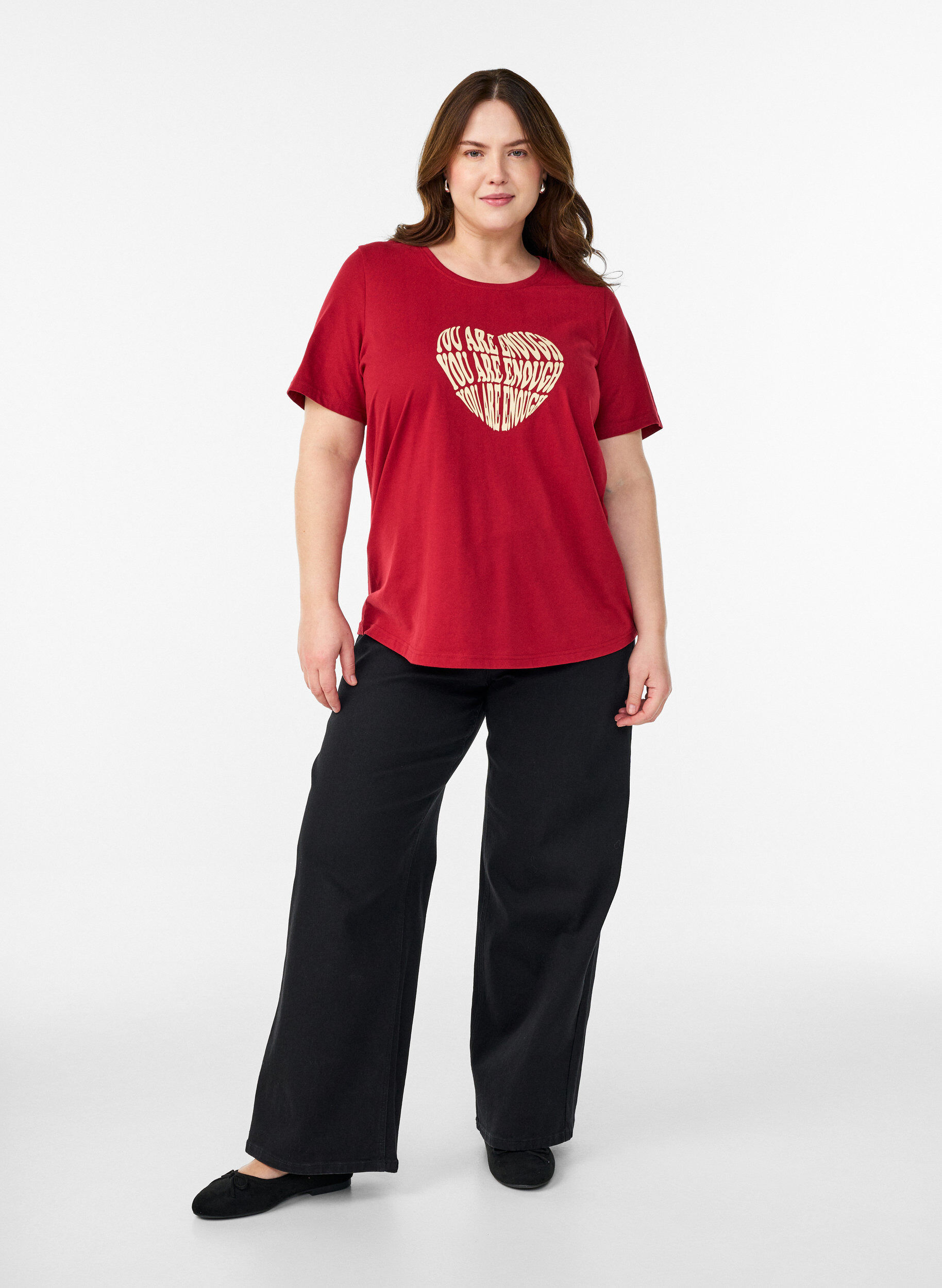 ZizziT-shirt med tryck, R&ouml;d, Model image number 1