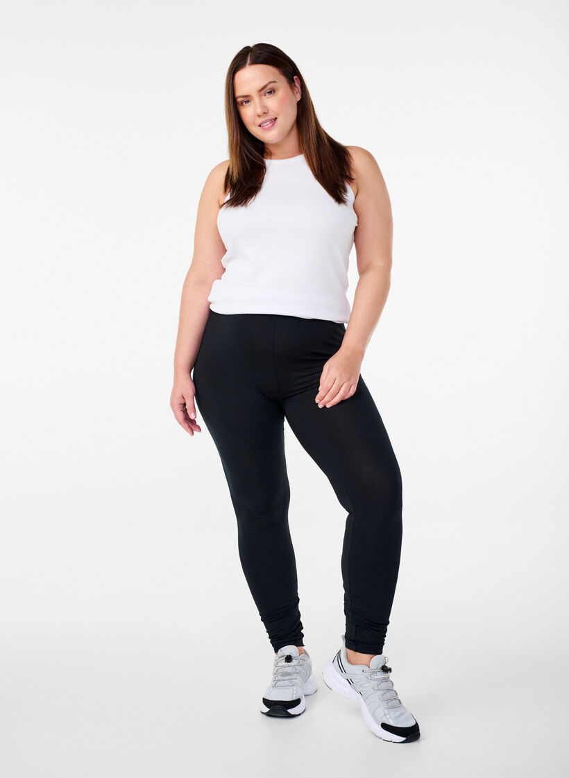 Basic leggings i viskos, Svart, Model image number 1